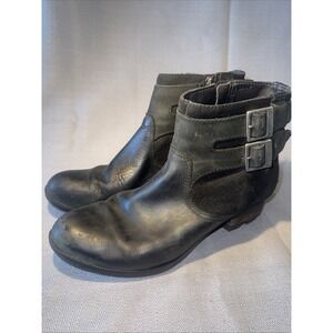 SOREL Women's Lolla US 8.5 Black Suede Waterproof Leather Ankle Boots Booties‎